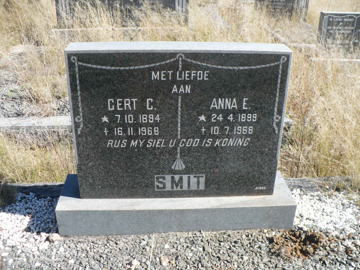 SMIT Gert C. 1894-1968 &amp; Anna E. 1899-1968