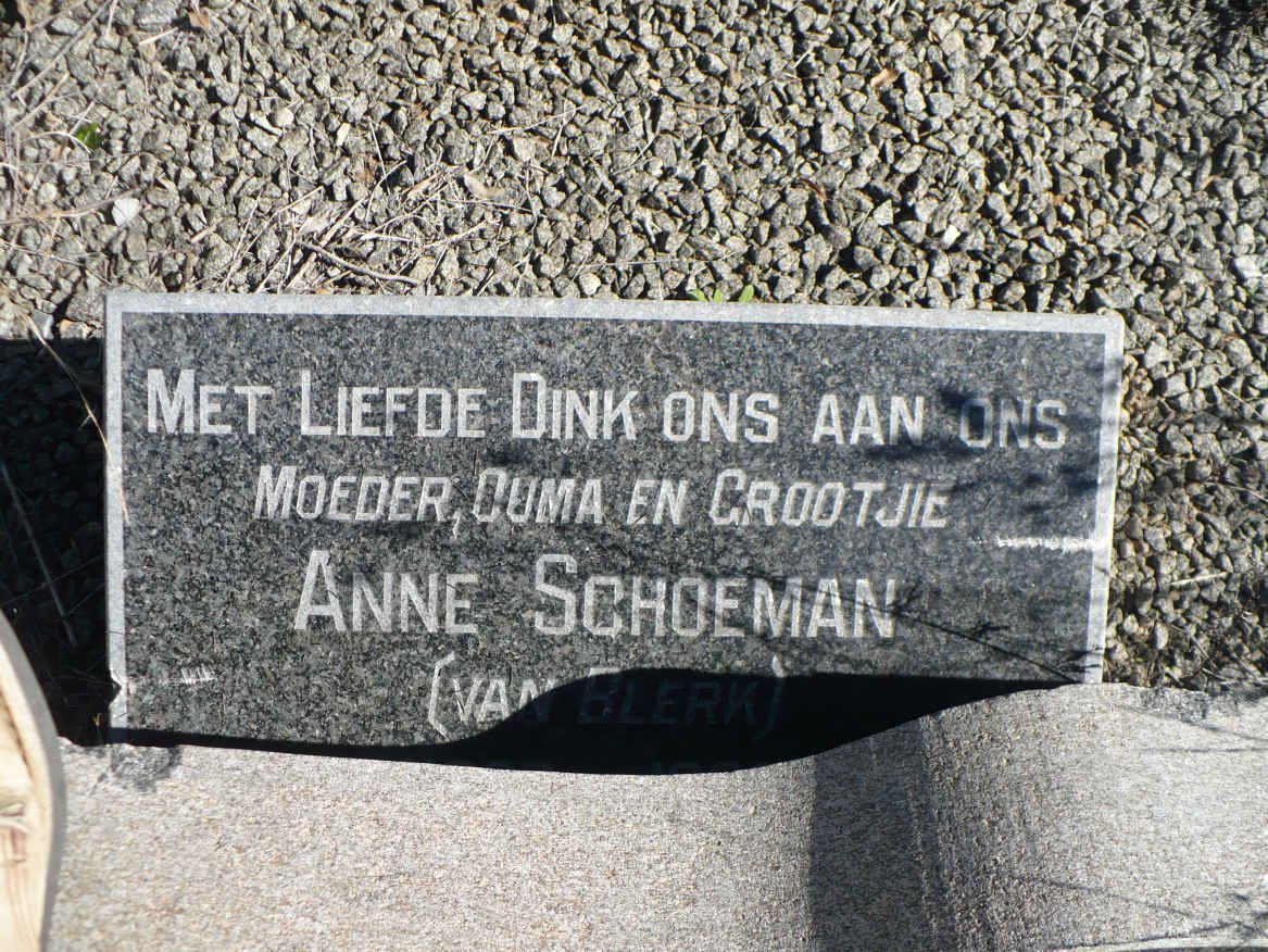 SCHOEMAN Ockert P.J. 1895-1967 &amp; Anne VAN BLERK