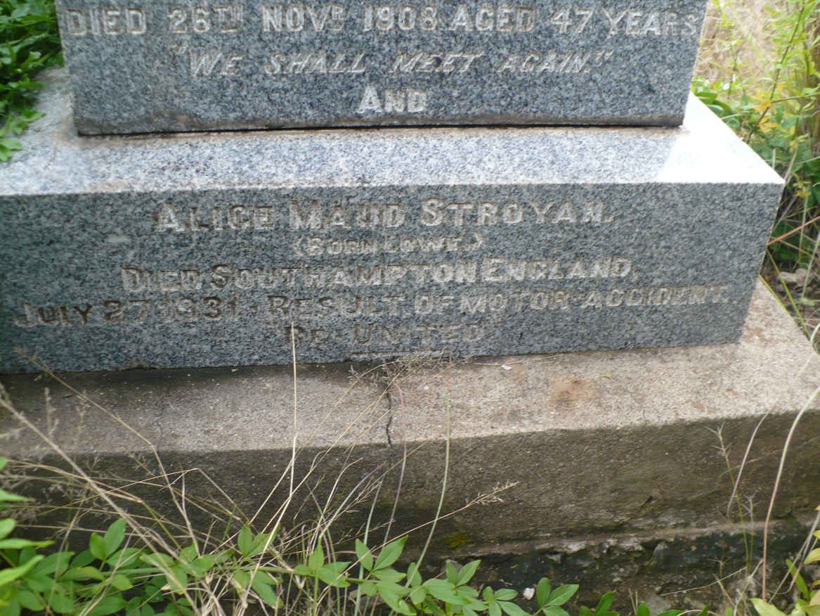 STROYAN Alice Maud nee LOWE -1931