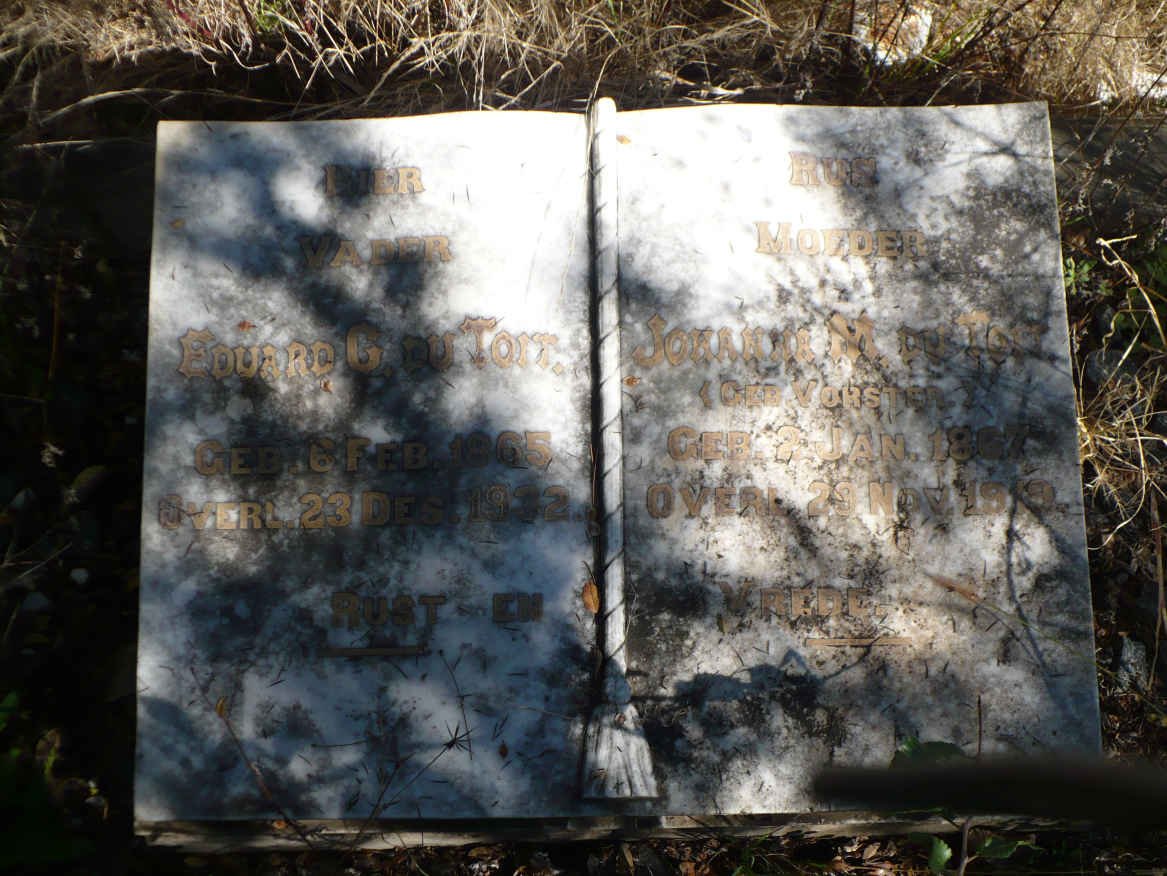 TOIT Eduard G., du 1865-1932 &amp; Johanna M. VORSTER 1867-1919