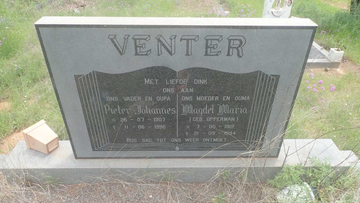 VENTER Pieter Johannes 1907-1996 &amp; Magdel Maria OPPERMAN 1919-1994