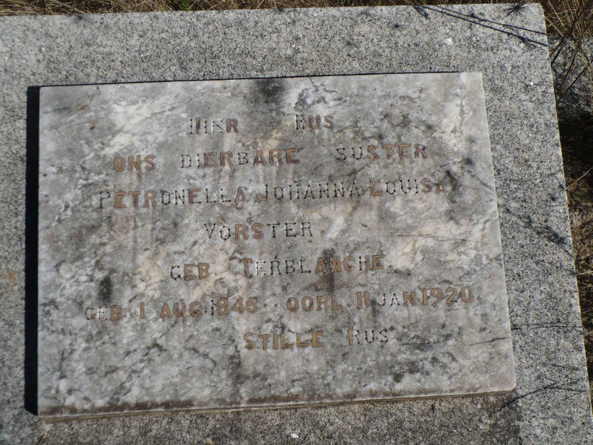 VORSTER Petronella Johanna Louisa nee TERBLANCHE 1845-1920