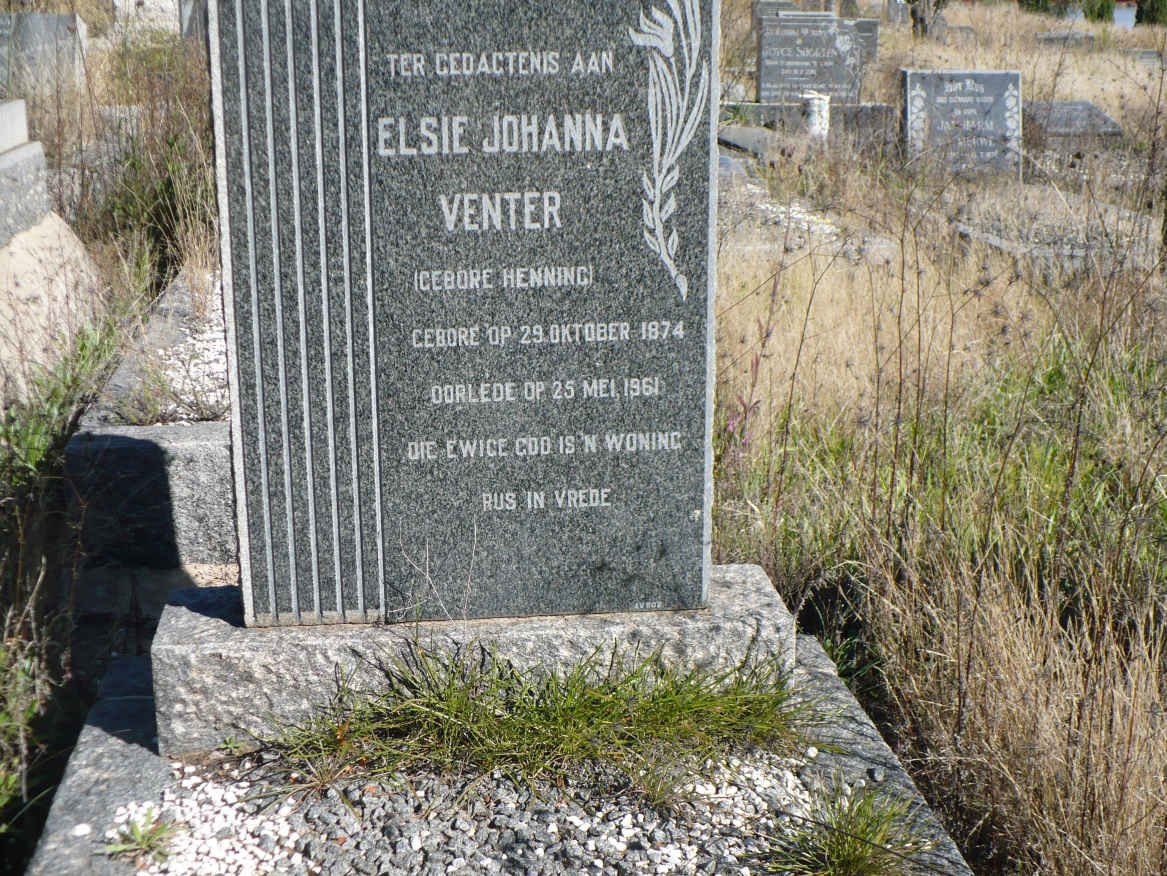 VENTER Elsie Johanna nee HENNING 1874-1961