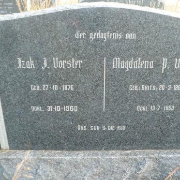 VORSTER Izak J. 1876-1960 &amp; Magdalena P. BRITS 1884-1953