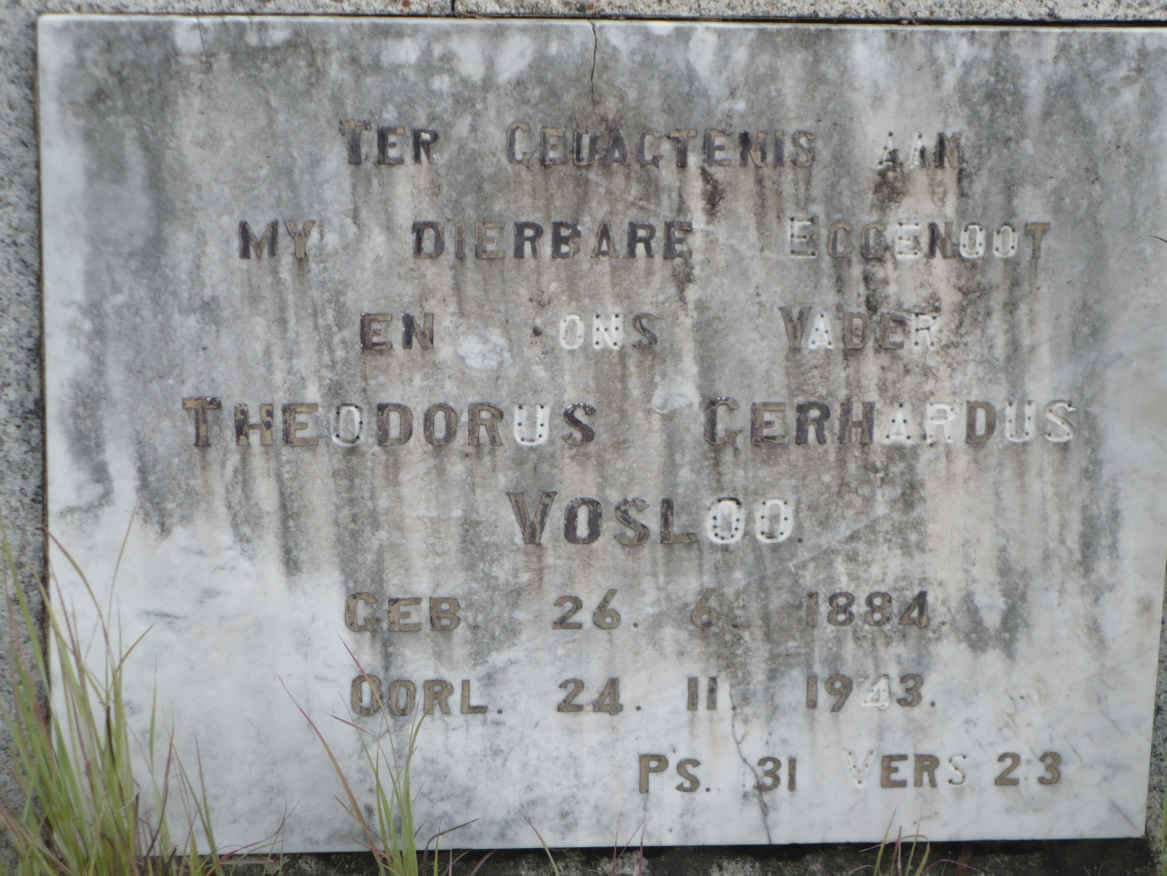 VOSLOO Theodorus Gerhardus 1884-1943