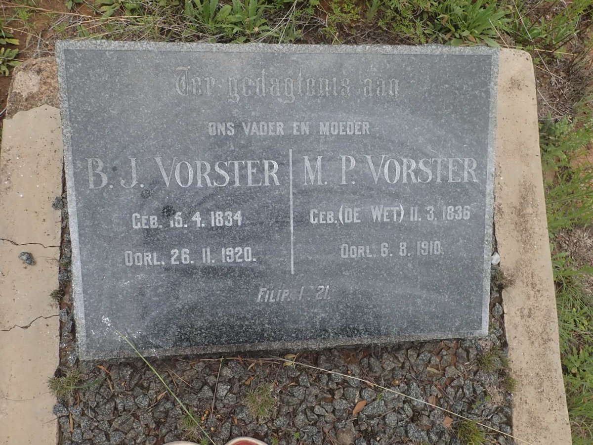 VORSTER B.J. 1834-1920 &amp; M.P. DE WET 1836-1910