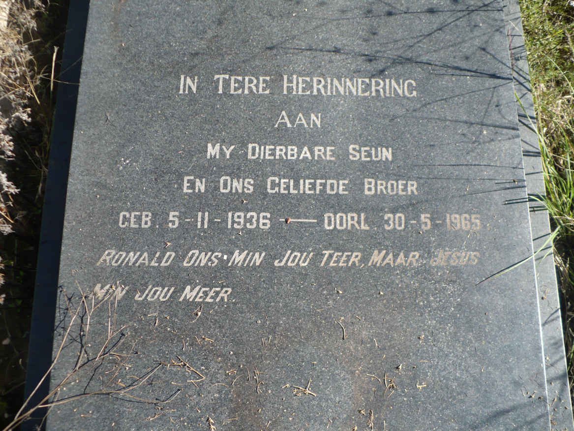 VYVER Ronald, v.d. 1936-1965