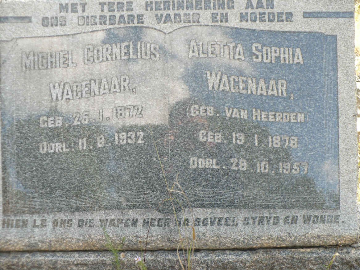 WAGENAAR Michiel Cornelius 1872-1932- Aletta Sophia VAN HEERDEN 1878-1953
