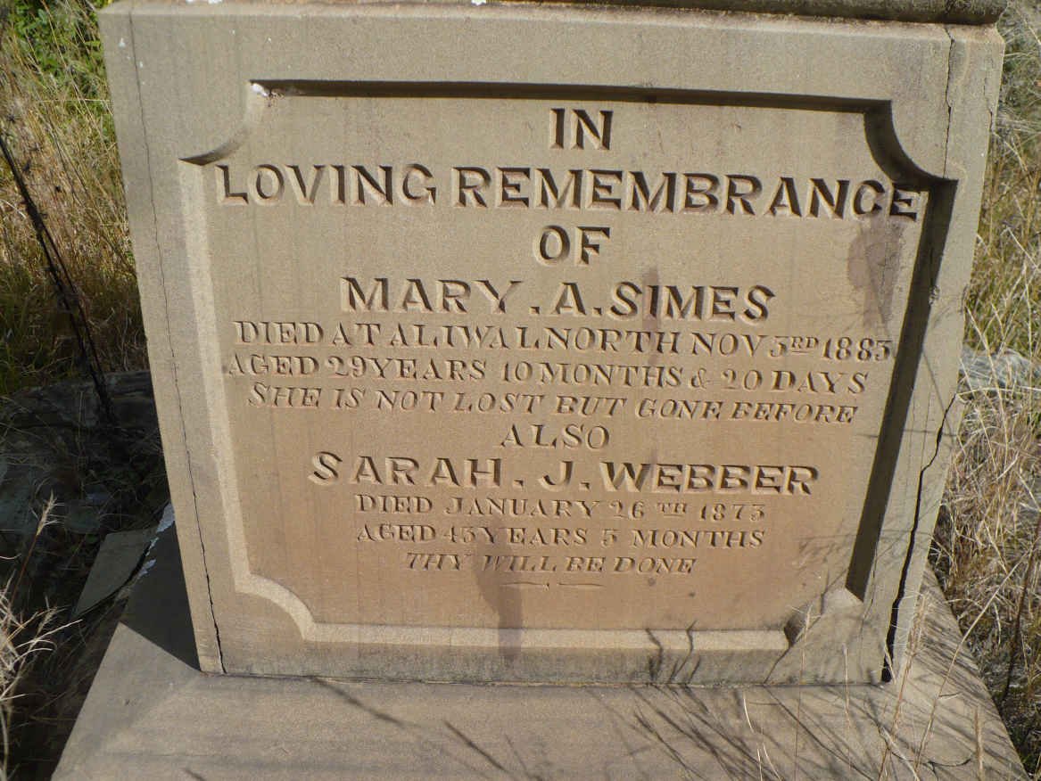 WEBBER Sarah J. -1873 :: SIMES Mary A. -1883