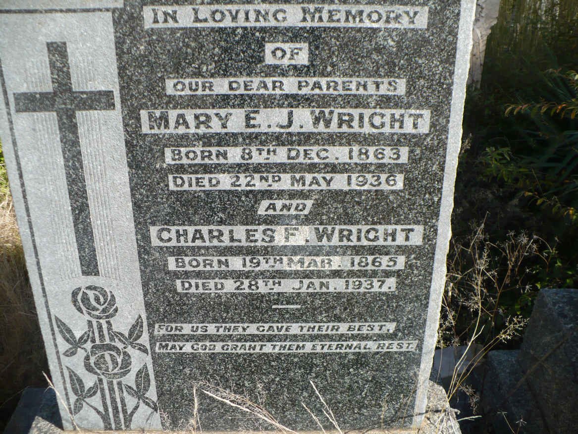 WRIGHT Charles F. 1865-1937 &amp; Mary E.J. 1863-1936