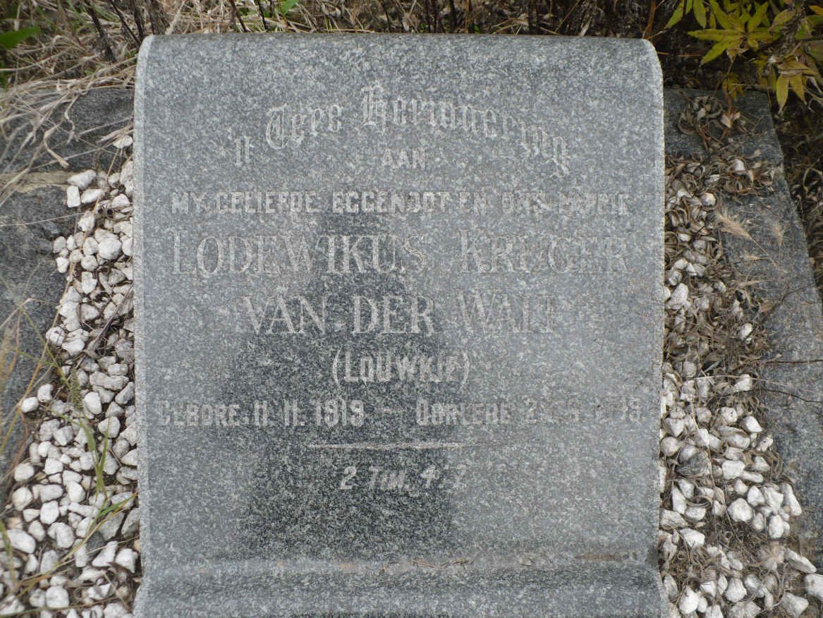 WALT Lodewikus Kruger, van der 1919-1949