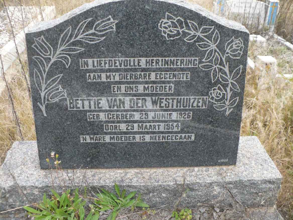 WESTHUIZEN Bettie, van der nee GERBER 1926-1954