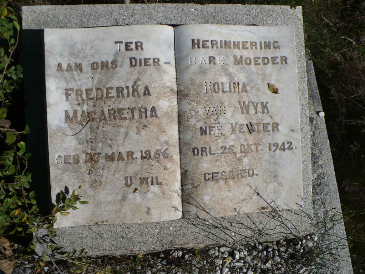 WYK Frederika Rolina Magaretha, van nee VENTER 1856-1942