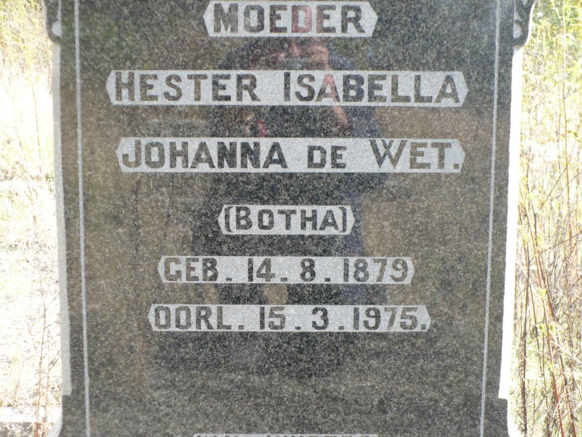 WET Hester Isabella Johanna, de nee BOTHA 1879-1975