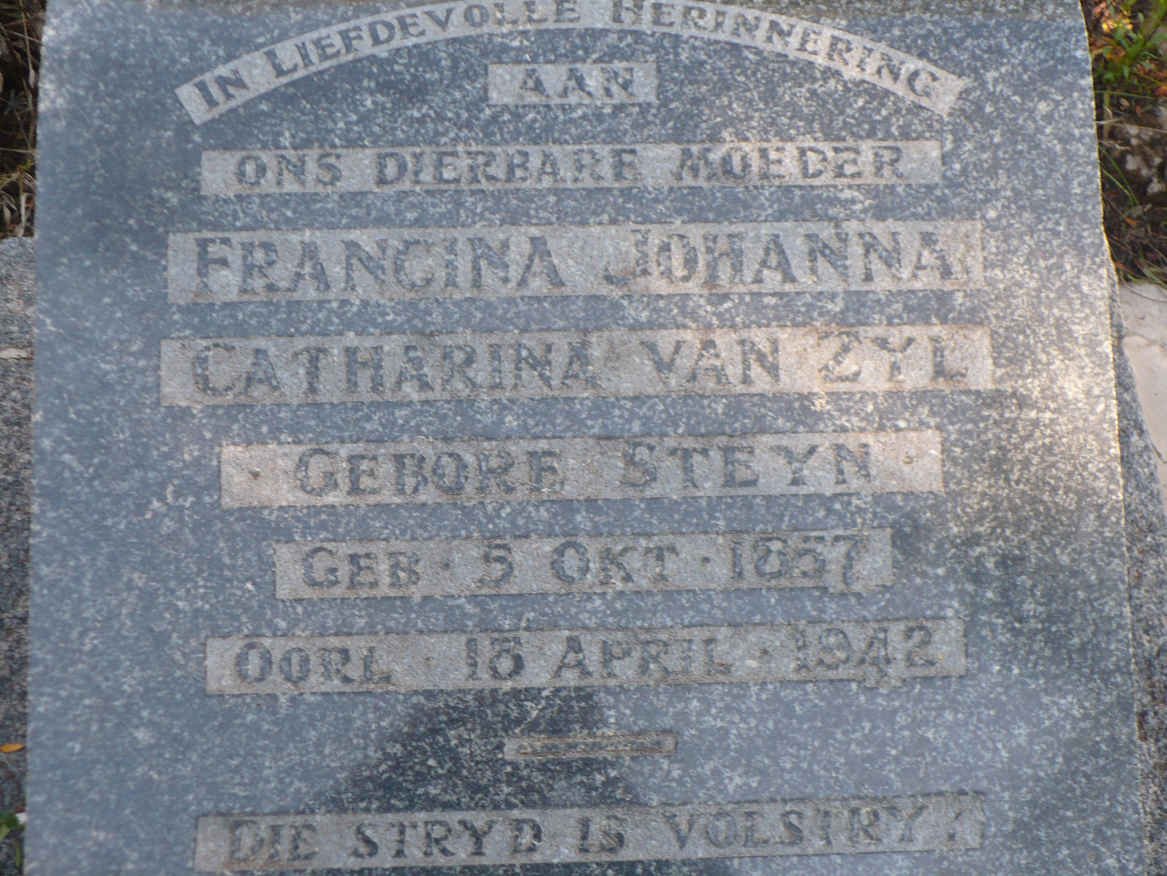 ZYL Francina Johanna Catharina, van nee STEYN 1857-1942