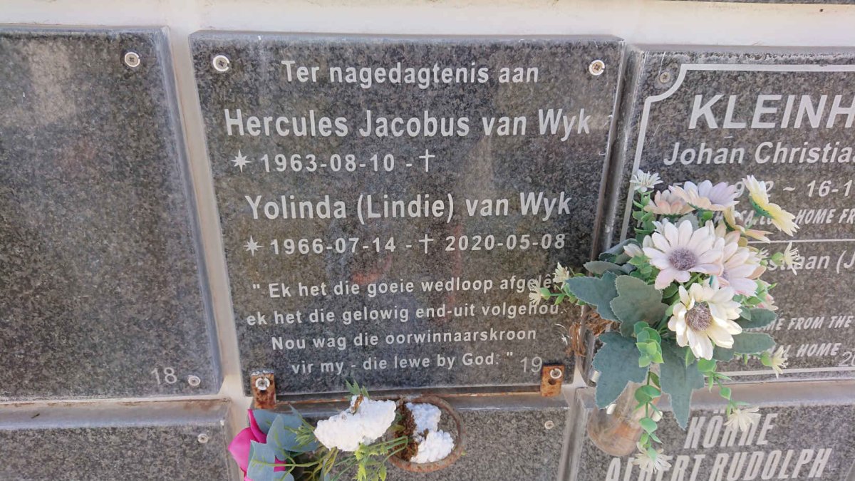 WYK Hercules Jacobus, van 1963- &amp; Yolinda 1966-2020