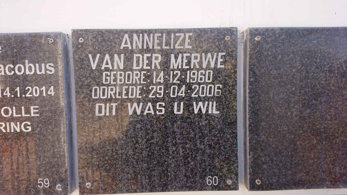 MERWE Annelize, van der 1960-2006