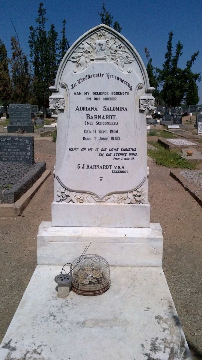 BARNARDT Adriana Salomina nee SCHOONEES 1904-1940