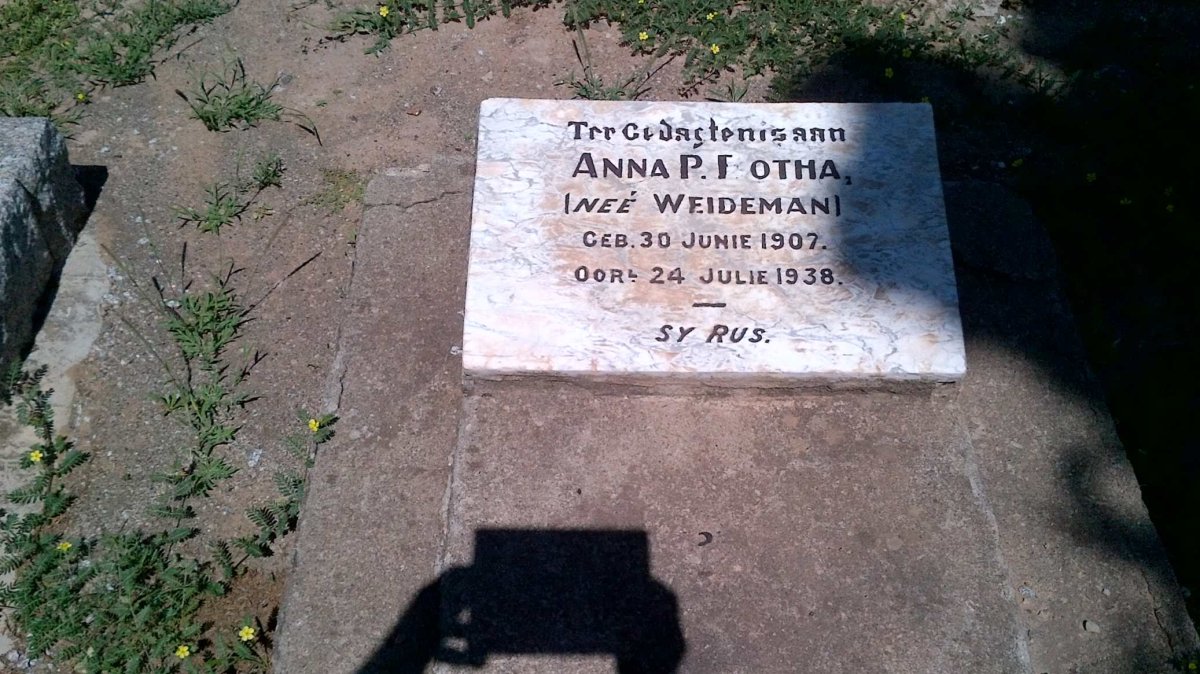 BOTHA Anna P.F. nee WEIDEMAN 1907-1938