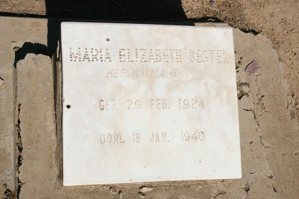 BESTER Maria Elizabeth nee WILLIAMS 1924-1940
