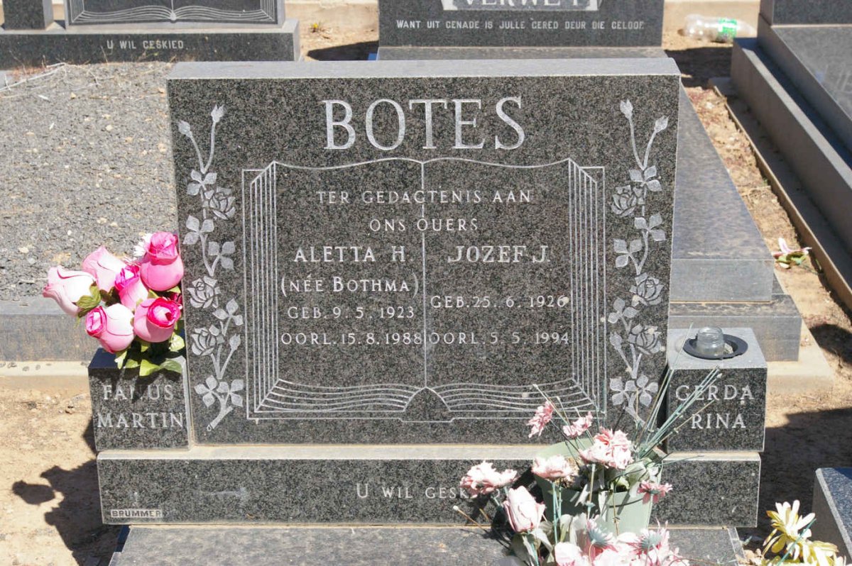 BOTES Jozef J. 1926-1994 &amp; Aletta H. BOTHMA 1923-1988