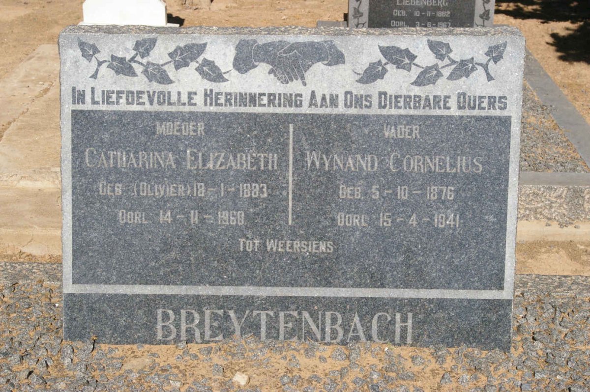 BREYTENBACH Wynand Cornelius 1876-1941 &amp; Catharina Elizabeth OLIVIER 1883-1960