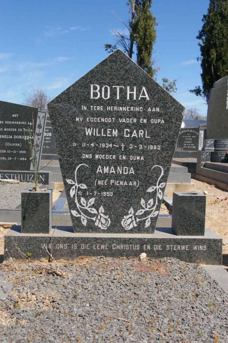 BOTHA Willem Carl 1934-1983 &amp; Amanda PIENAAR 1953-