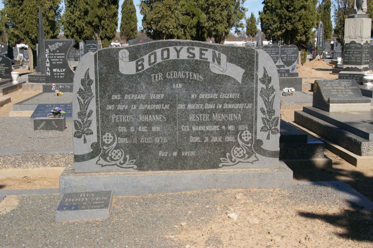 BOOYSEN Petrus Johannes 1891-1975 &amp; Hester Mensiena WANNENBURG 1894-1966 :: BOOYSEN Ria 1909-1992