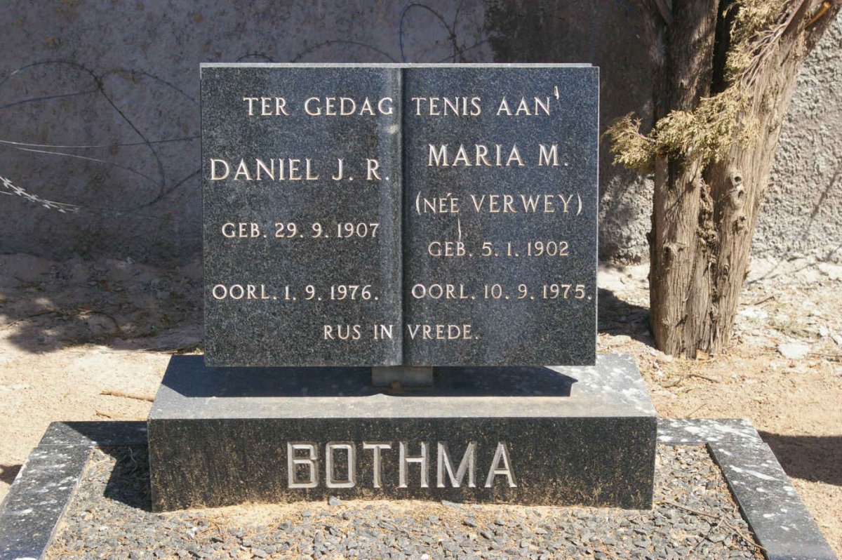 BOTHMA Daniel J.R. 1907-1976 &amp; Maria M. VERWEY 1902-1975