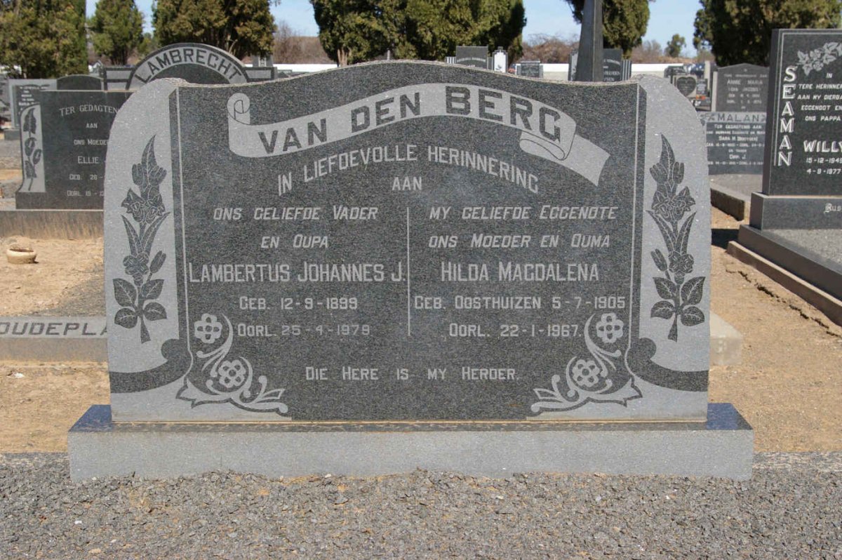 BERG Lambertus Johannes J., van den 1899-1979 &amp; Hilda Magdalena OOSTHUIZEN 1905-1967