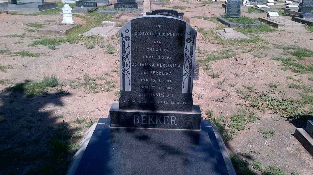BEKKER Stephanus J.F. 1914-1985 &amp; Johanna Veronica FERREIRA 1914-1983