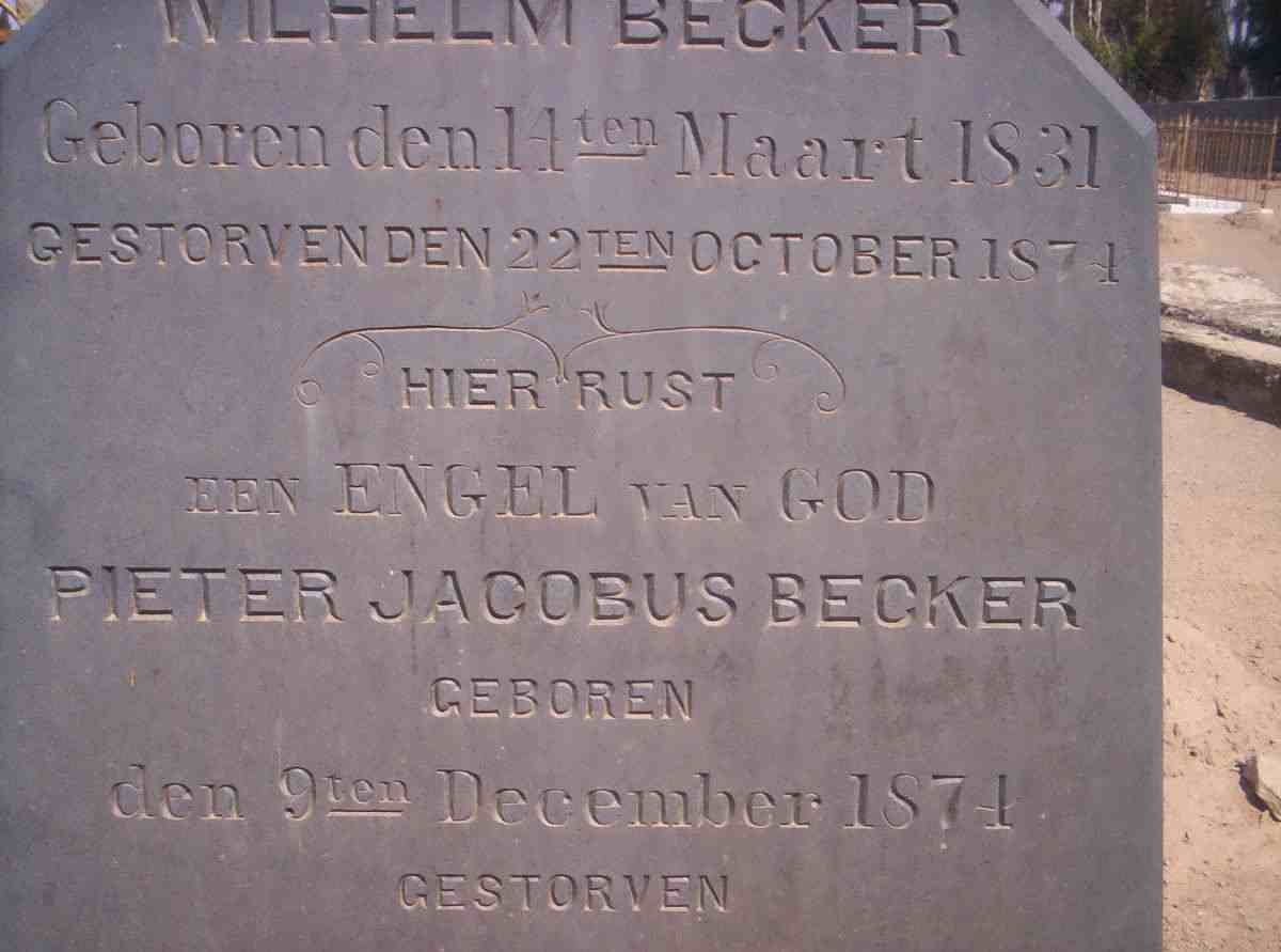 BECKER Wilhelm 1831-1874 :: BECKER Pieter Jacobus 1874-1875
