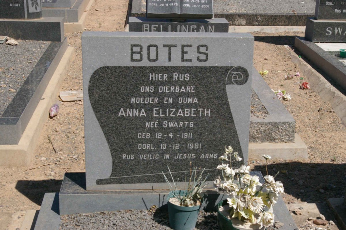 BOTES Anna Elizabeth nee SWARTS 1911-1981