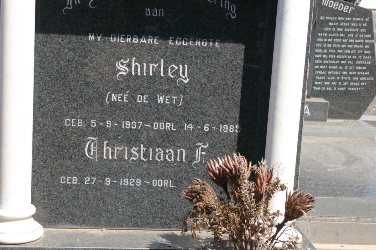 CONRADIE Christiaan F. 1929- &amp; Shirley DE WET 1937-1985