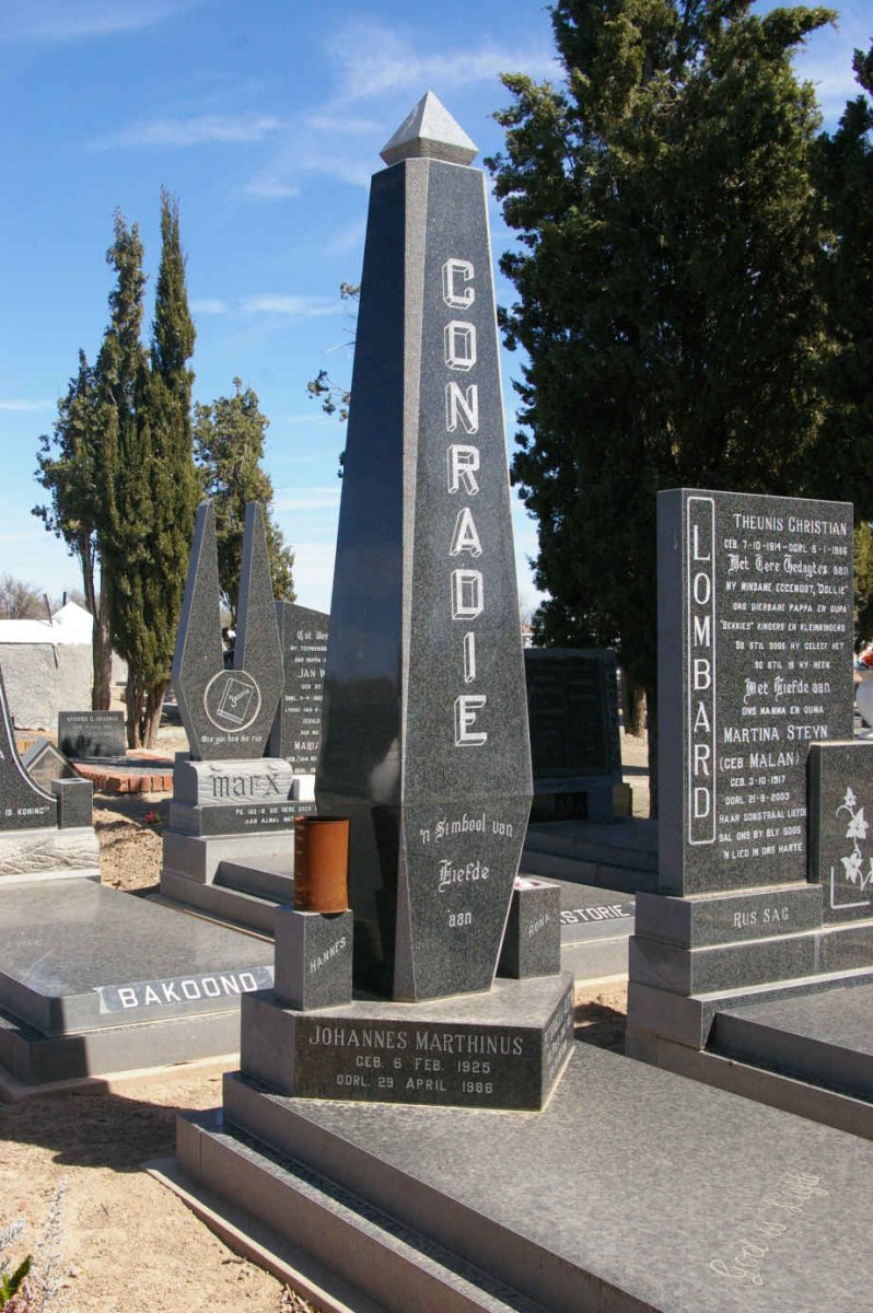 CONRADIE Johannes Marthinus 1925-1986 &amp; Petronella Aletta FOX 1931-2002