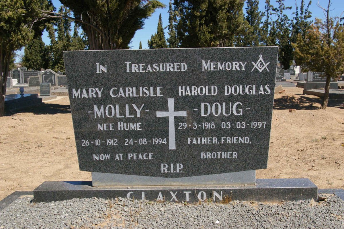 CLAXTON Harold Douglas 1918-1997 &amp; Mary Carlisle HUME 1912-1994
