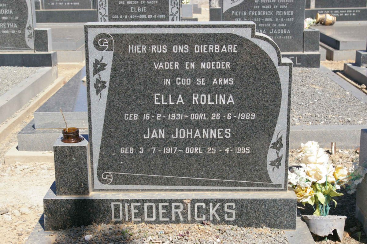 DIEDERICKS Jan Johannes 1917-1995 &amp; Ella Rolina 1931-1989