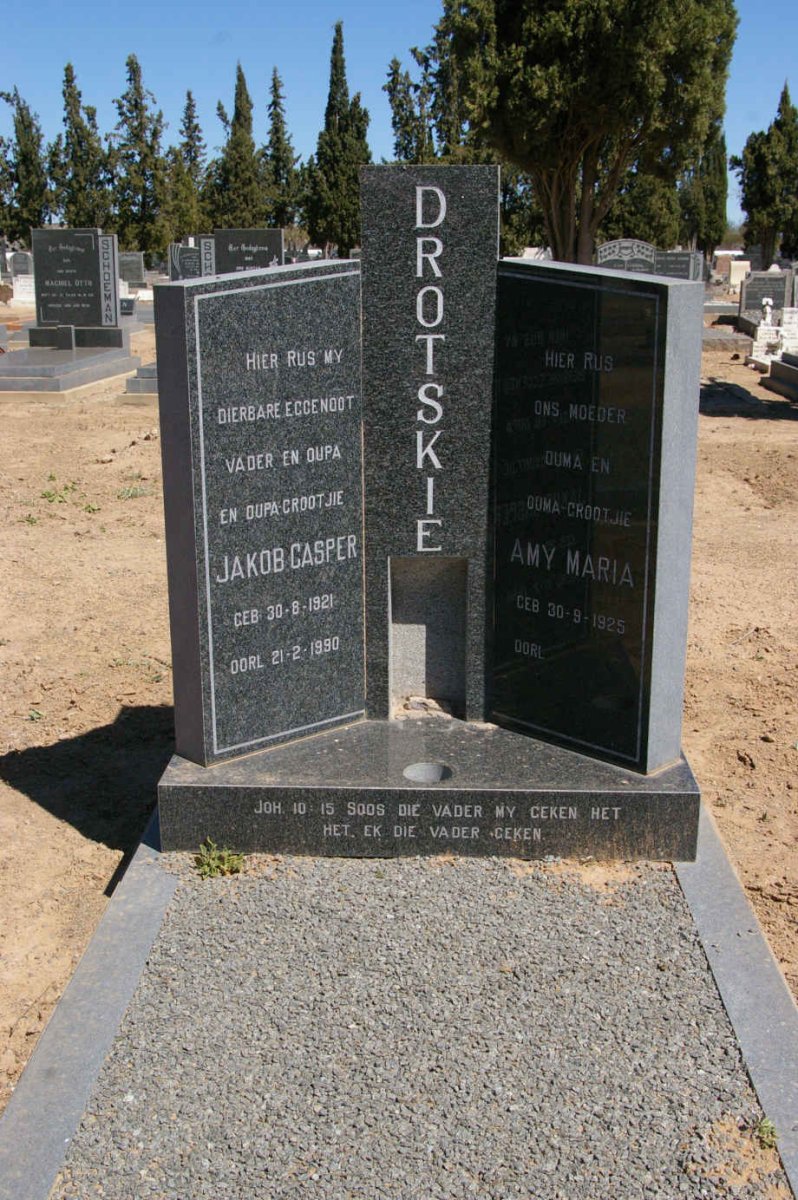 DROTSKIE Jakob Casper 1921-1990 &amp; Amy Maria 1925-