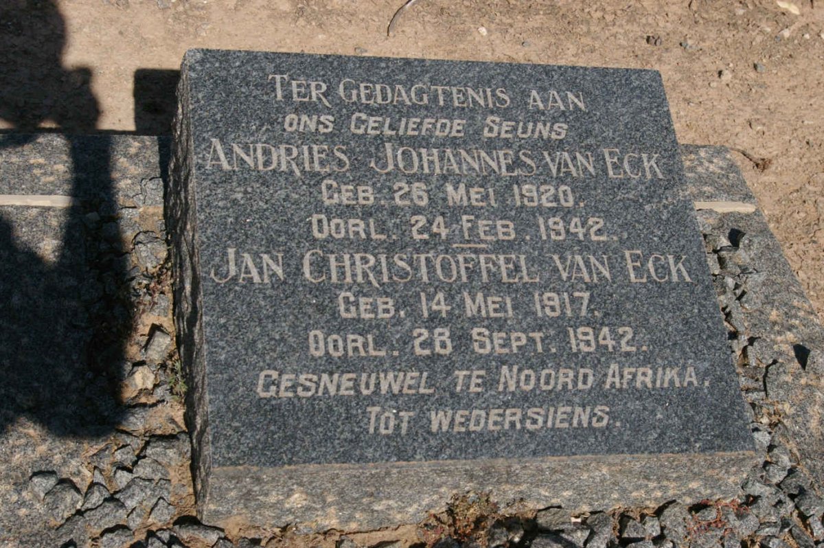 ECK Jan Christiaan, van 1917-1942 :: VAN ECK Andries Johannes 1920-1942