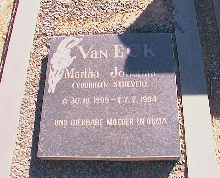 ECK Martha Johanna, van nee STREVER 1898-1984