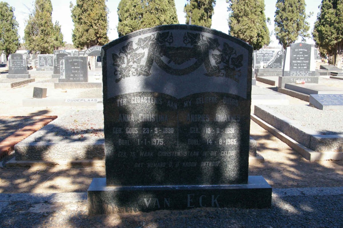 ECK Andries Johannes, van 1891-1965 &amp; Anna Christina GOUS 1890-1975