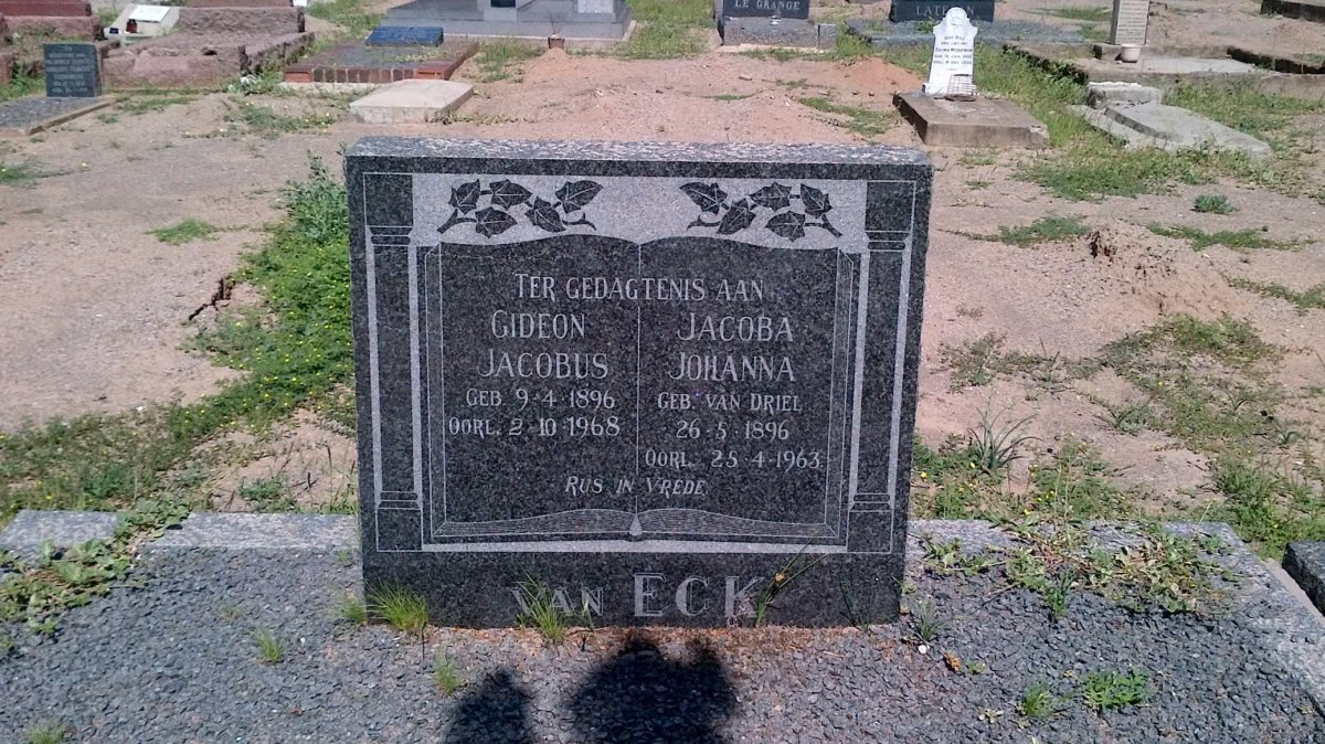 ECK Gideon Jacobus, van 1896-1968 &amp; Jacoba Johanna VAN DRIEL 1896-1963