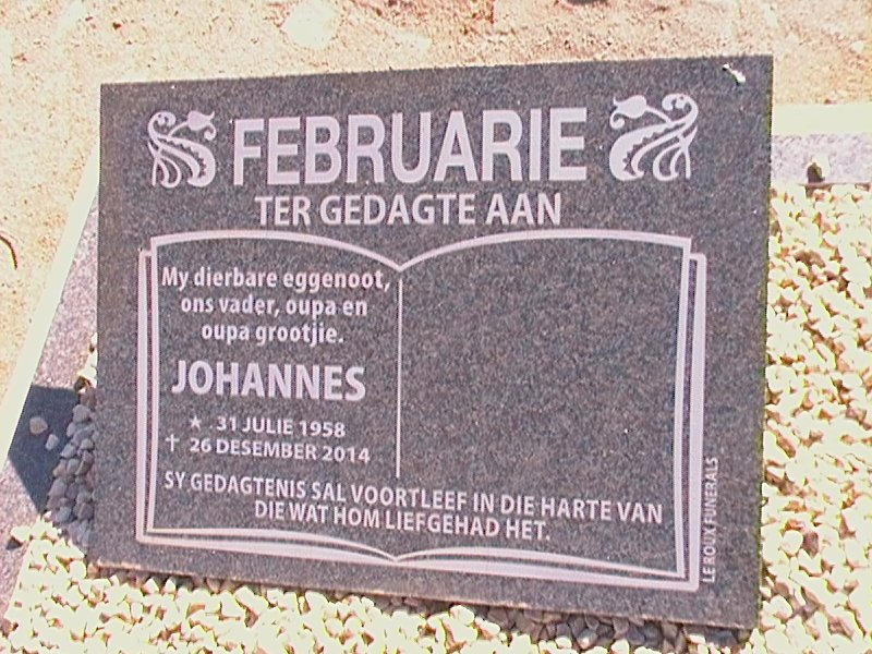 FEBRUARIE Johannes 1958-2014