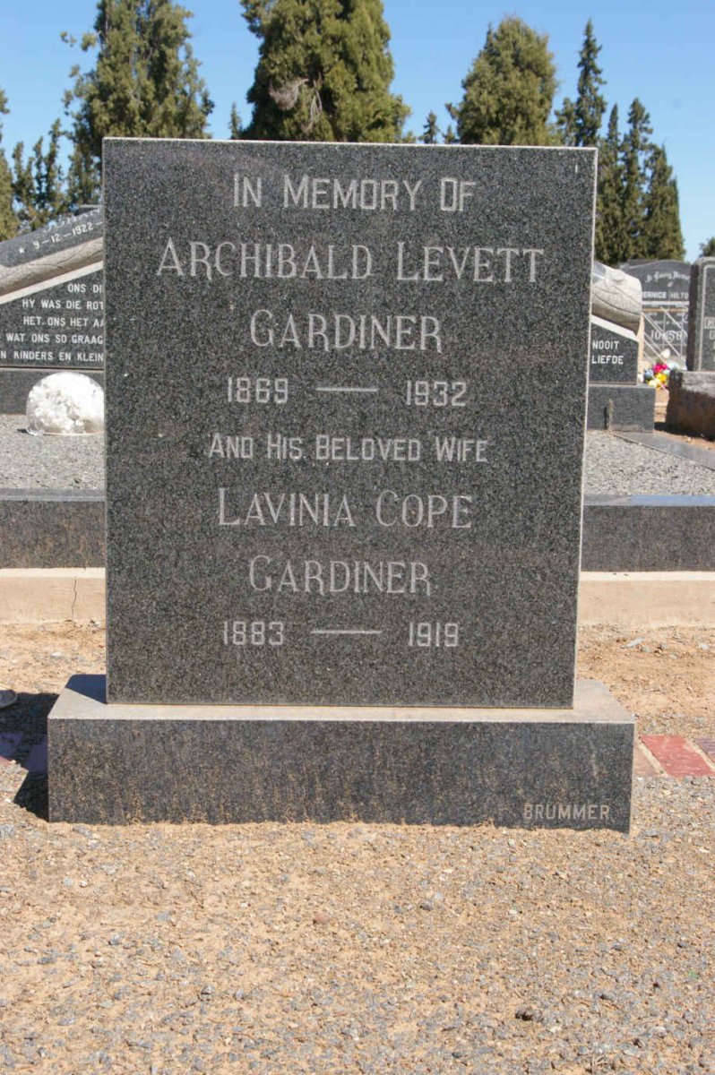 GARDINER Archibald Levett 1869-1932 &amp; Lavinia COPE 1883-1919