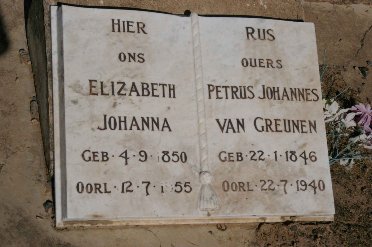 GREUNEN Petrus Johannes, van 1846-1940 &amp; Elizabeth Johanna 1850-1955