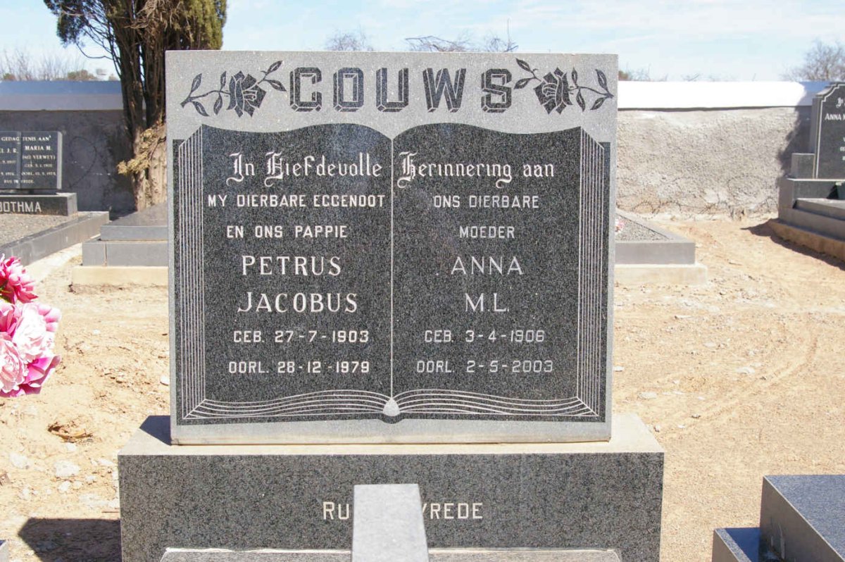 GOUWS Petrus Jacobus 1903-1979 &amp; Anna M.L. 1906-2003 :: BOTHA Omnia 1938-2002
