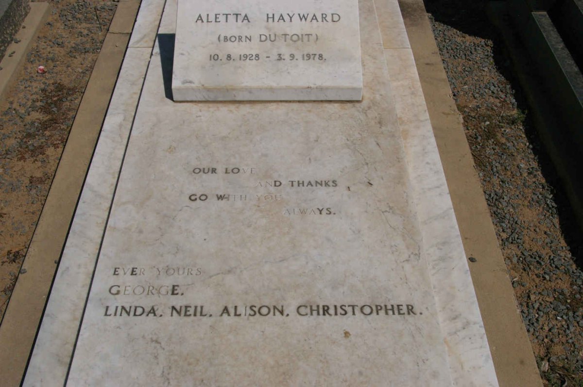 HAYWARD Aletta nee DU TOIT 1928-1978