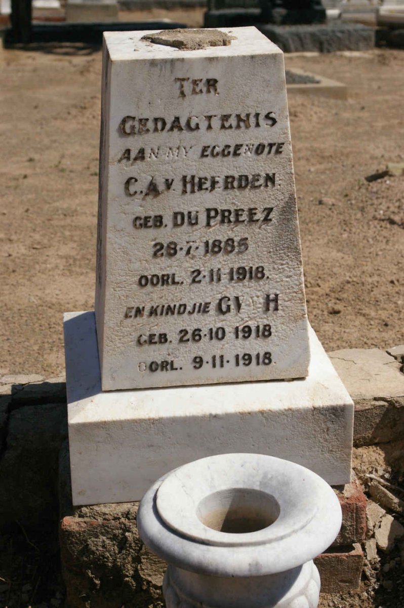 HEERDEN C.A., van nee DU PREEZ 1885-1918 :: VAN HEERDEN G.V. 1918-1918