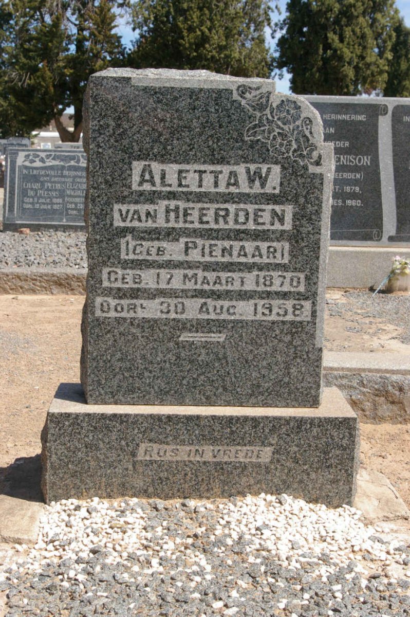 HEERDEN Aletta W, van nee PIENAAR 1870-1958
