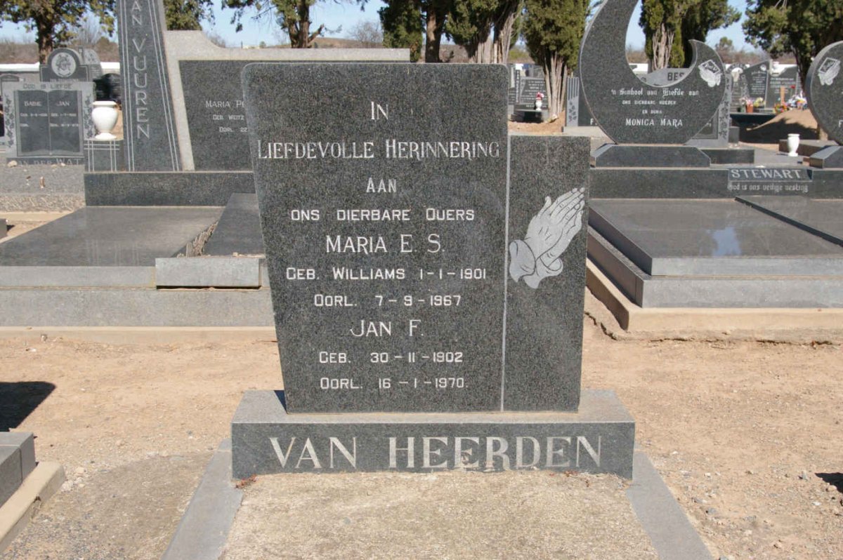 HEERDEN Jan F., van 1902-1970 &amp; Maria E.S. WILLIAMS 1901-1967